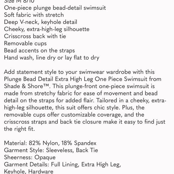 NWT shade and shore Swimsuit Size M. $40 Retail. Cute beaded and crochet detail - Picture 11 of 11